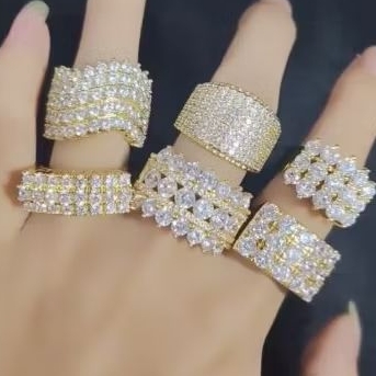 Xuping88 Aneka cincin baris listring full mata tanam  lapis emas titanium bronze