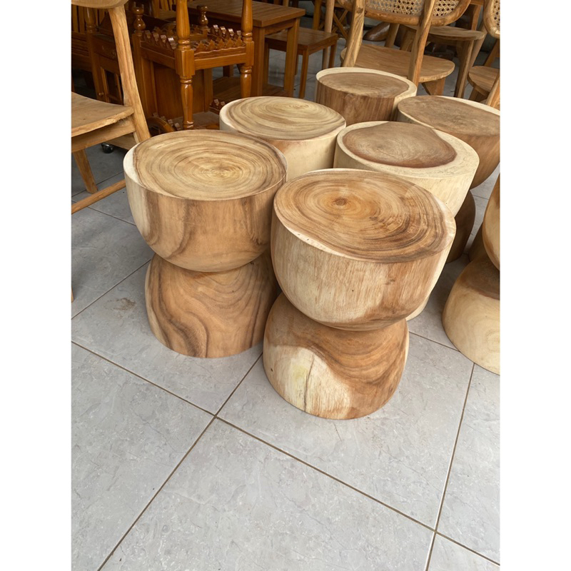 kursi bulat STOOL kayu suar/trembesi