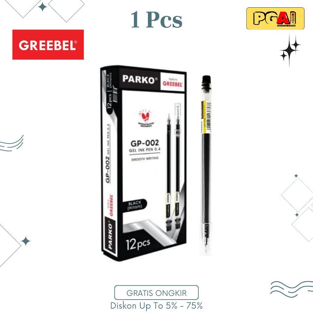 

(PGAI) PULPEN GEL PEN PENA JEL GREEBEL GP-002 HITAM 0.4 MM 1 PCS ALAT TULIS / STATIONERY