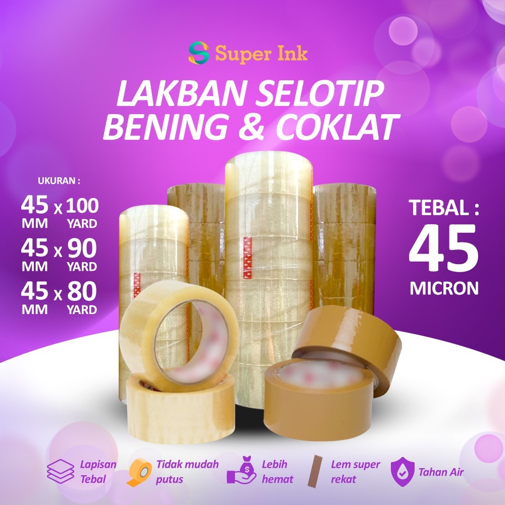 

Lakban Bening 100Yard Isolasi selotip clear tape Daya Lengket kuat lakban coklat