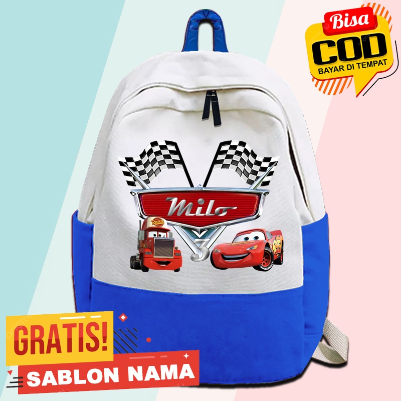 Tas Ransel Tas Sekolah Anak Motif Lightning McQueen Disney Cars