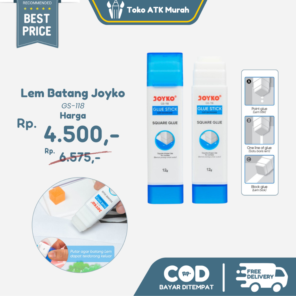 

Glue Stick Joyko GS-118 Kotak 12gr Lem Batang Square Glue