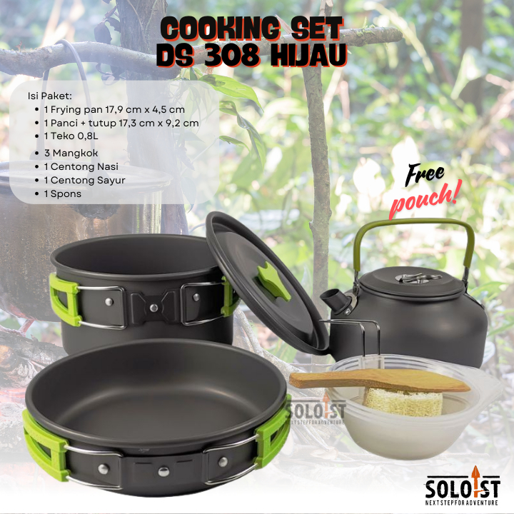 Alat Masak Camping Cooking Set Outdoor DS 311  PLus Teko - Cooking Set DS 308 Plus Teko - Alat Masak