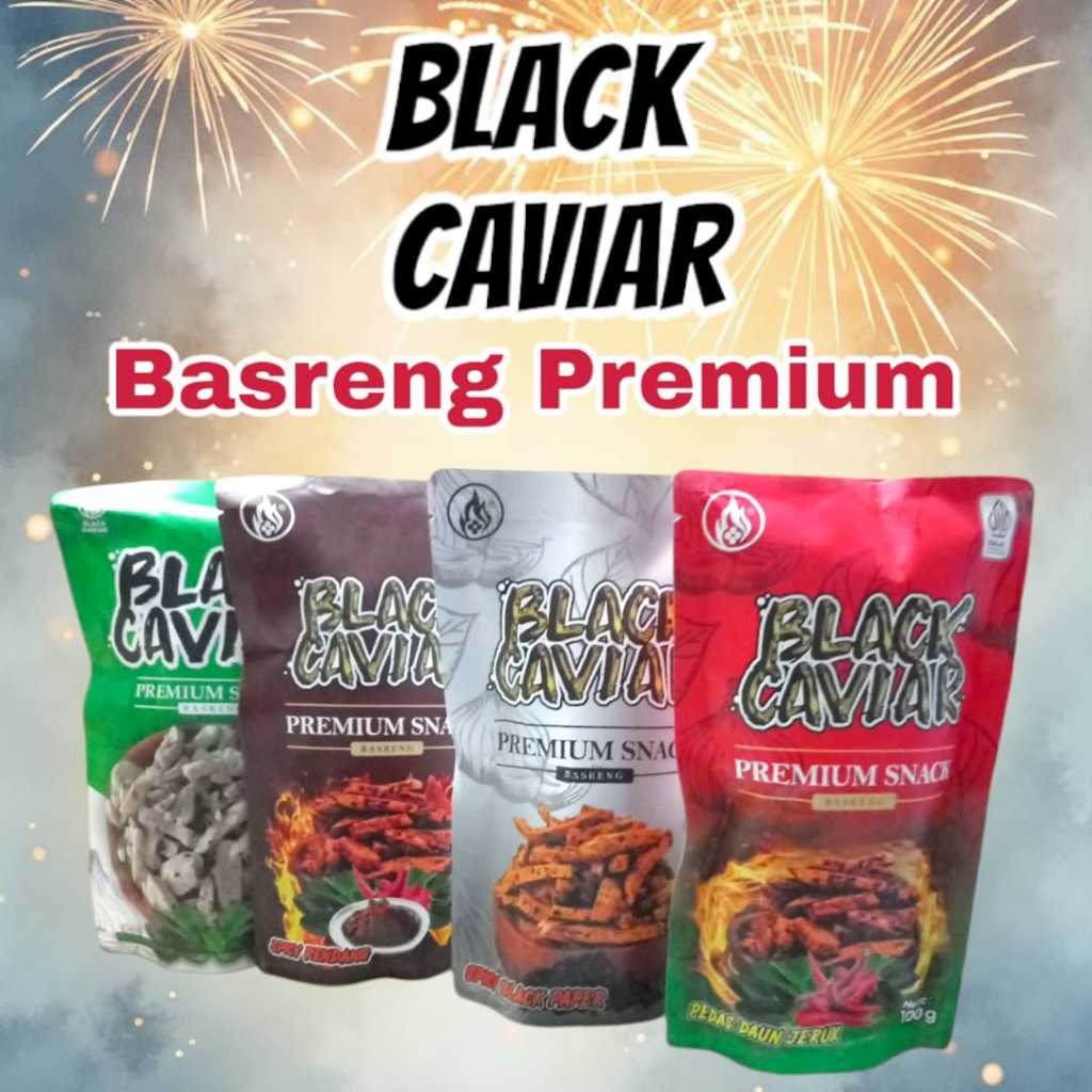 

Basreng Premium Black Caviar Snack Baso Goreng Rasa Original Pedas Daun jeruk Rendang Black Paper