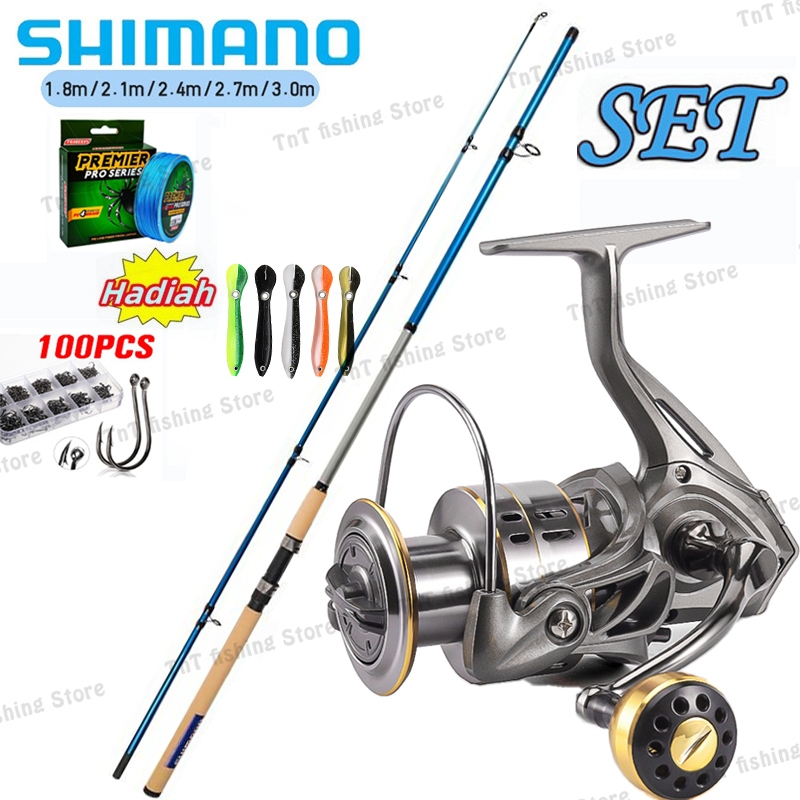 【#Beli 1 Dapat 5#】SHIMANO Joran Pancing Set Lengkap 1.8-3.0m Serat Karbon Joran dan Gulungan Pancing