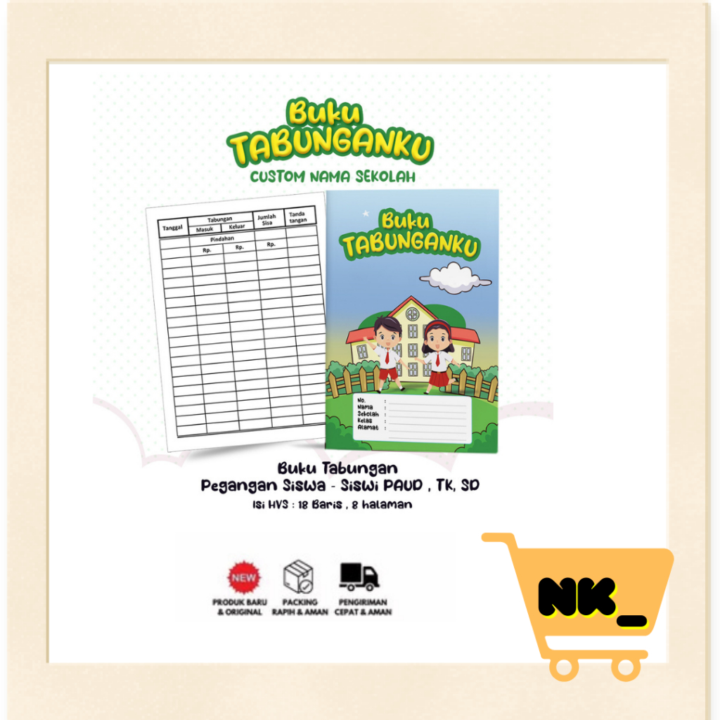 

NK - Buku Tabungan Custom Nama + Cover & Lembaga Sekolah Berserta Alamat Tabungan Sekolah PAUD........