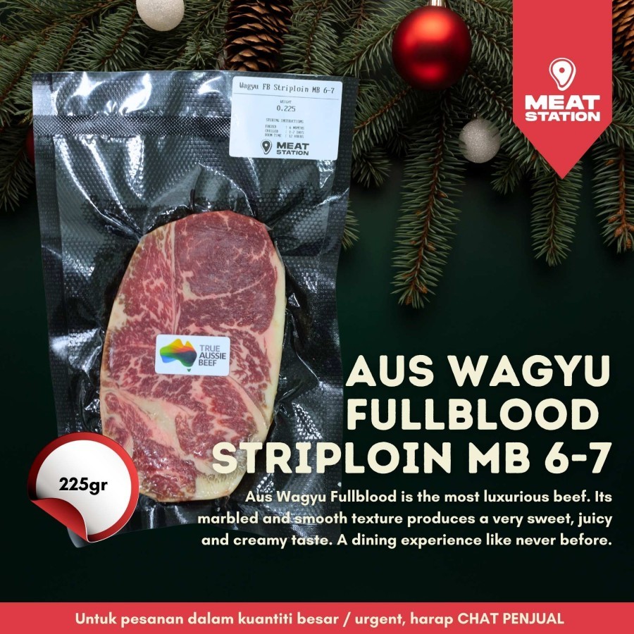 

AUS Wagyu Fullblood Striploin MB 6-7 225g / Beef Steak / Beef Import