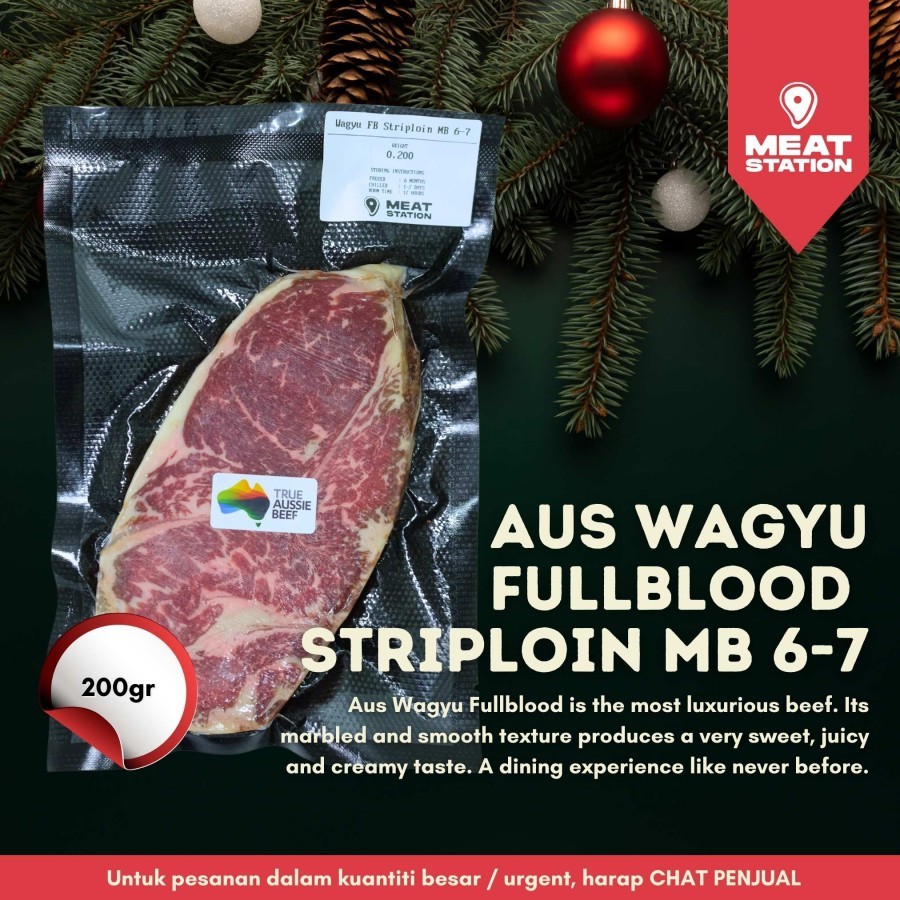 

AUS Wagyu Fullblood Striploin MB 6-7 200g/ Beef Steak / Beef Import