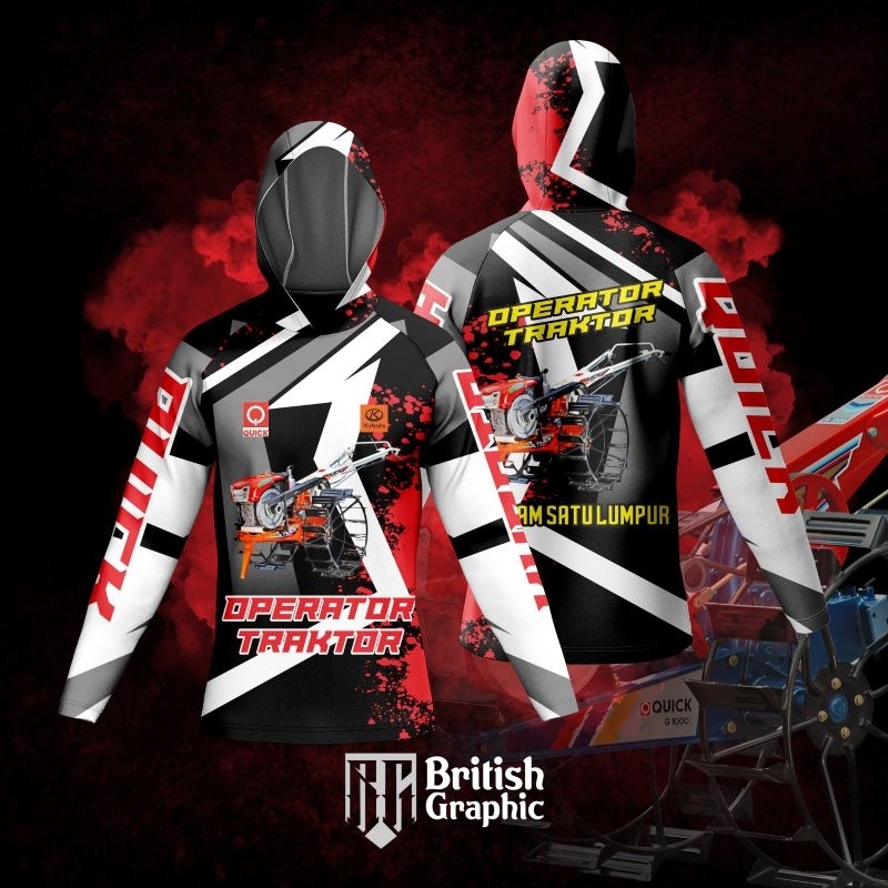 Jersey Traktor Fullprint Tangan Panjang Bahan Premium Adem / Kaos Petani Driver Traktor Sawah / Baju