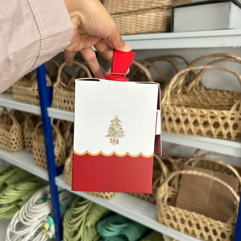 

Box Hampers Natal - Gabble Box Merry Christmas Handle Leather