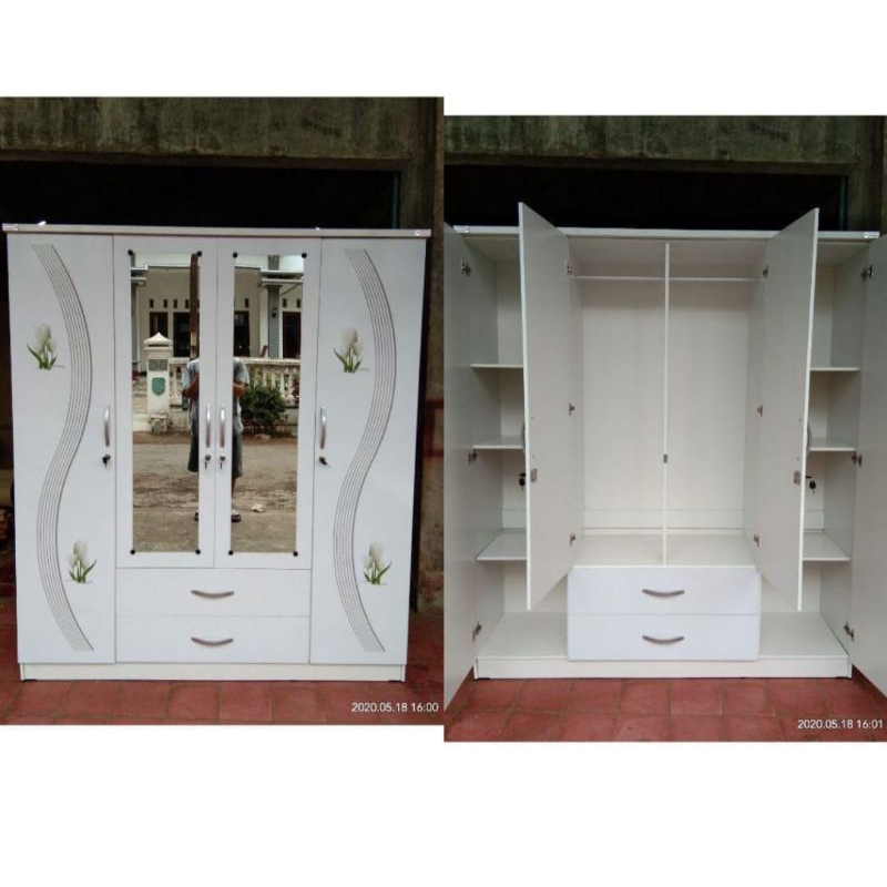 Lemari partikel minimalis 4 pintu