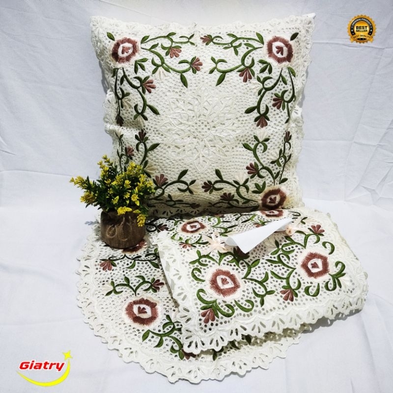Pre-order set sarung bantal bordir kursi sofa/caver bantal kursi bordir