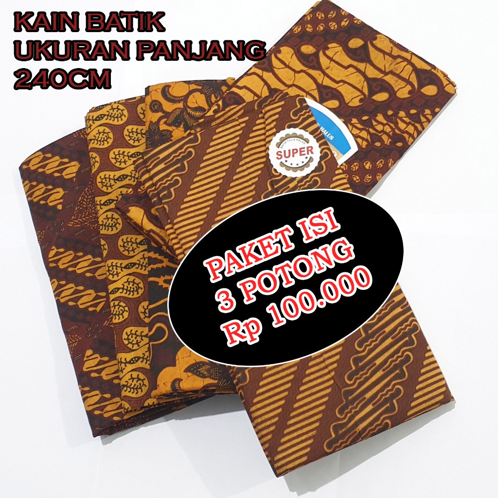 MANDALIKA PROMO KAIN BATIK 3 PIECE JARIK POLIESTER UKURAN PANJANG