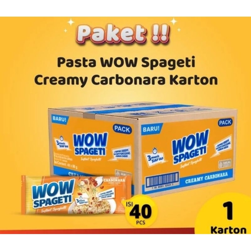 

Pasta Wow Spageti Creamy Carbonara 1 Karton isi 40 pcs
