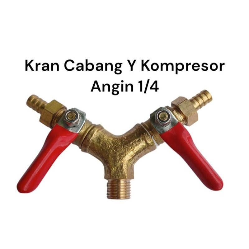 cabang Y cabang tiga plus kran selang kompresor angin drat luar 1/4 inchi