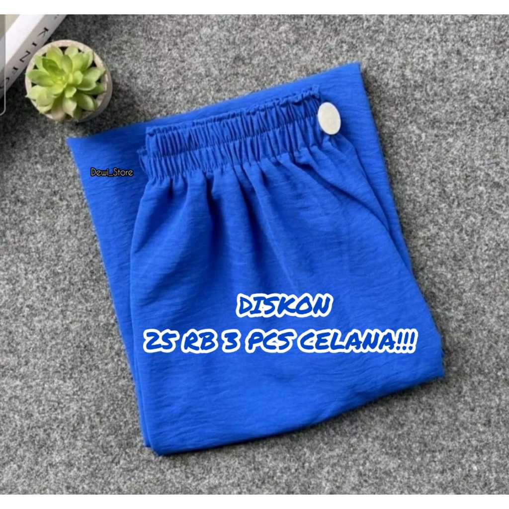 Diskon  25 Ribu Dapat 3 Pcs Celana Kulot Wanita Terbaru // Celana Kulot Kerut Susun Kancing Depan Mo