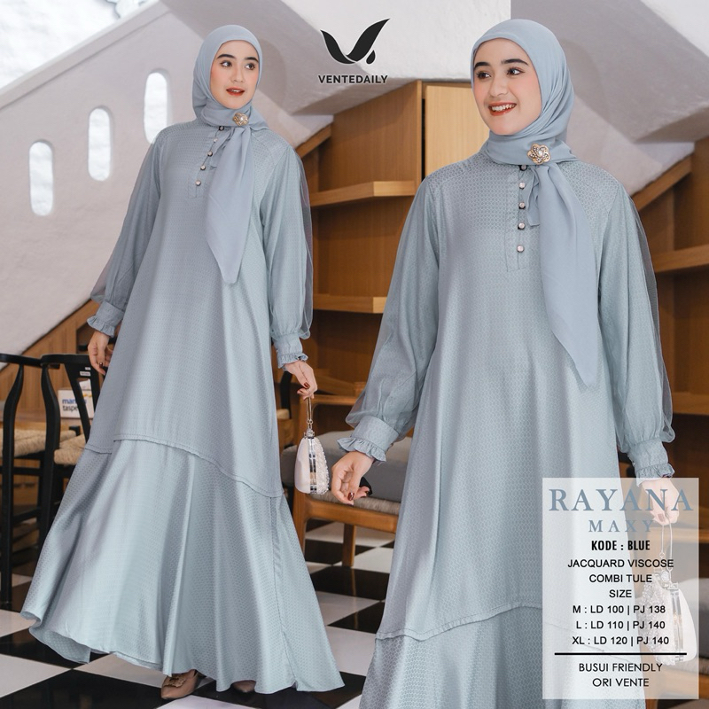 [Vican] Ventedaily Rayana Maxy Gamis Wanita Bahan Jacquard Stripe Premium Gamis Pengajian Kondangan 