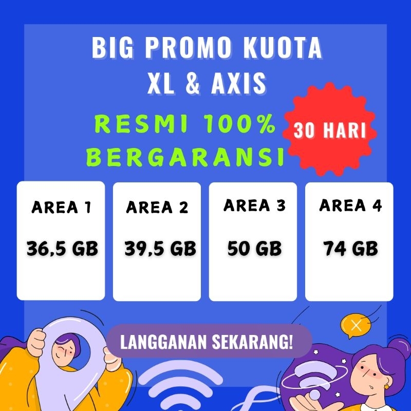 Promo Termurah Kuota XL & Axis Full 24 Jam 30 Hari