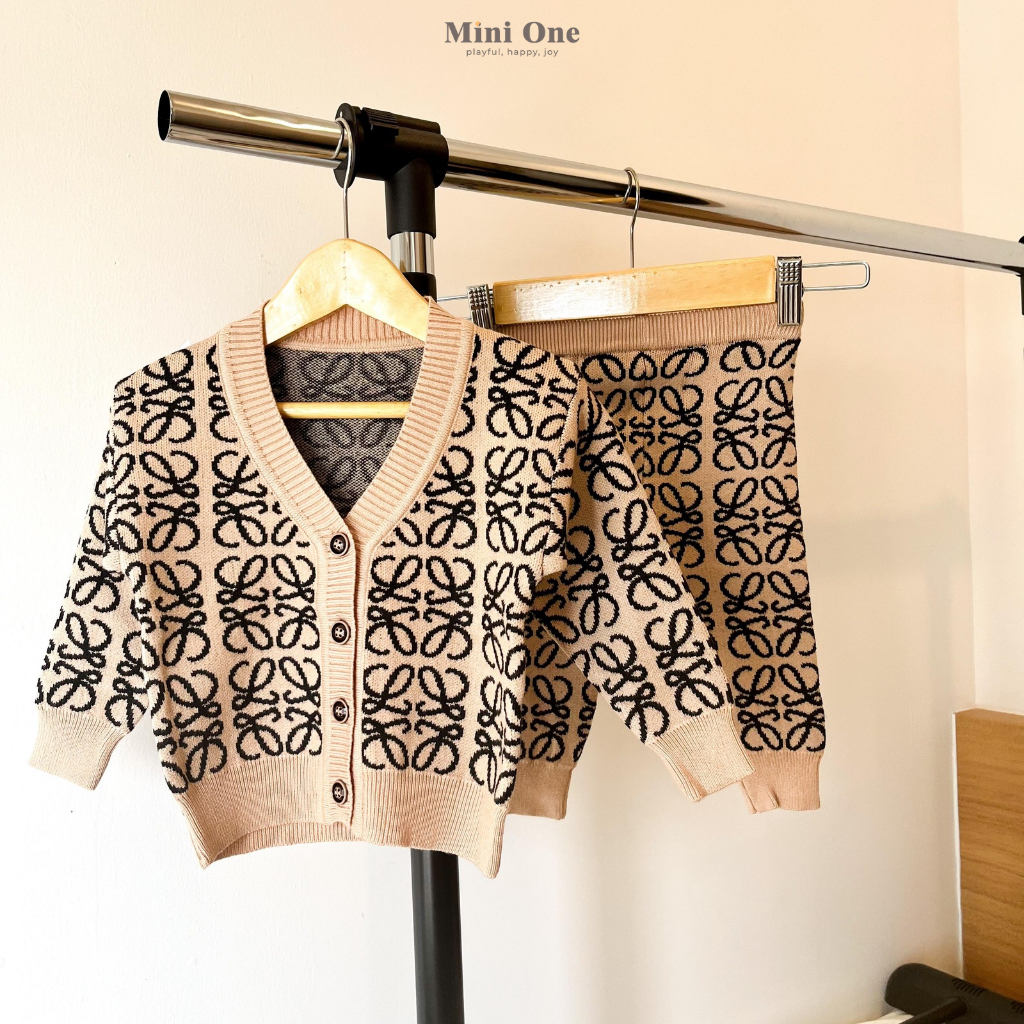 MINIONE - Cardigan + Celana Panjang Loui Rajut Set Premium Import || Usia 0 - 2 tahun || Setelan Car