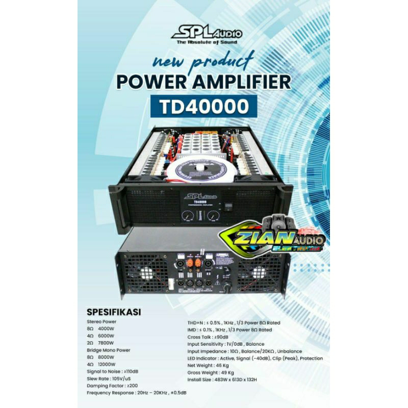 POWER AMPLIFIER SPL AUDIO TD 40000 Original 2x4000watt (harga promo) Bonus Kaos
