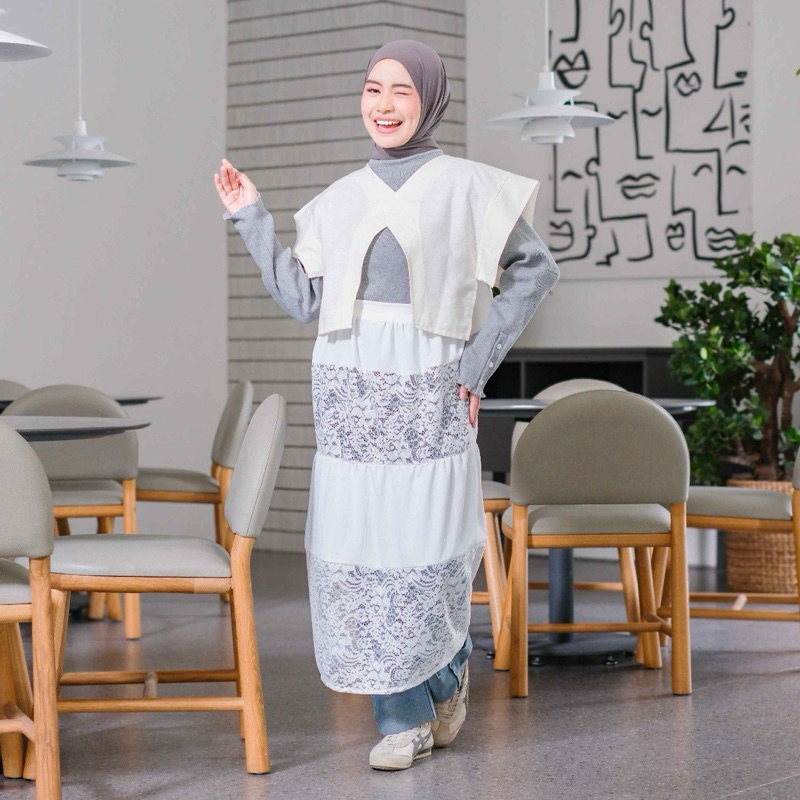 Outer wanita Kekinian Mazaya vest linen kekinian outer wanita korean style hijabers