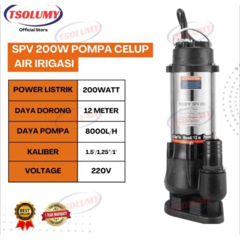 Pompa celup air kotor 200W Setenlis sumber Sibel pum 1, 5Inch
