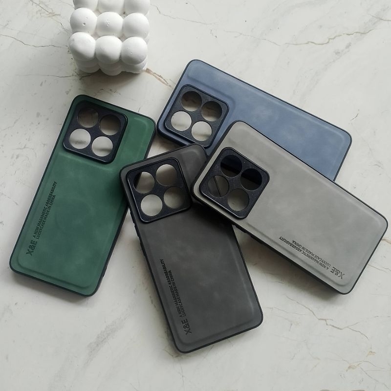 LE/LEATHER CASE MAGNETIC SUEDE CASING ( XIAOMI MI 14T ) PREMIUM BULU DOMBA HALUS HYBRID