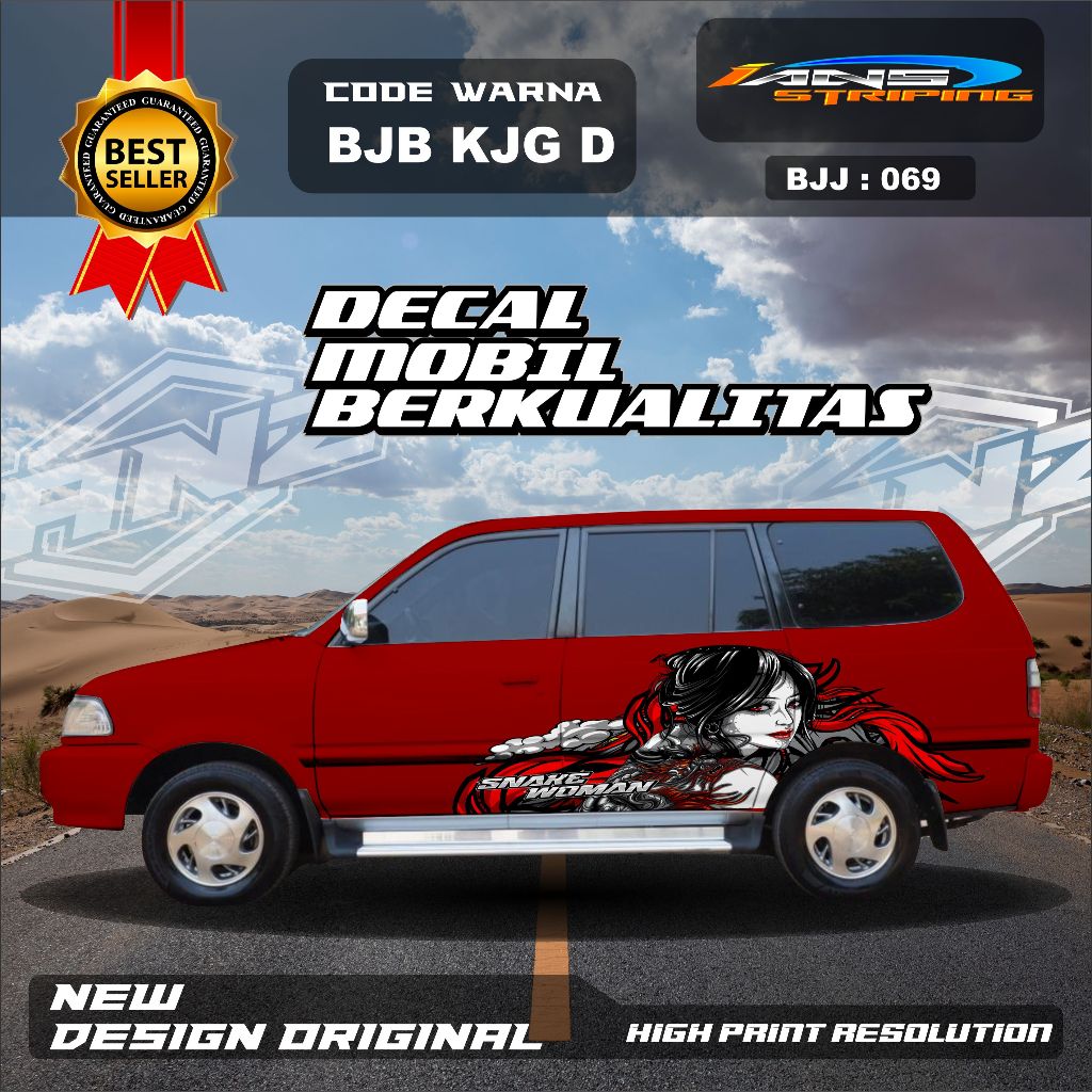 BJB 069 - COSTUM DECAL MOBIL ANIMASI WANITA UNTUK MOBIL PANTHER DAN KIJANG