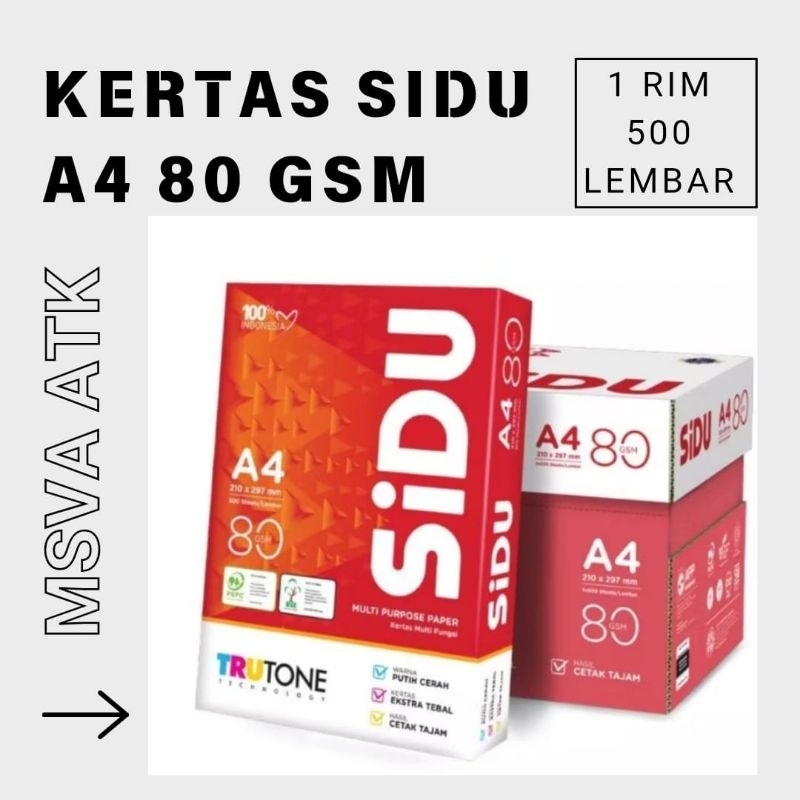 

Kertas HVS SIDU A41RIM (500 Lembar), 80 gsm,75 gsm