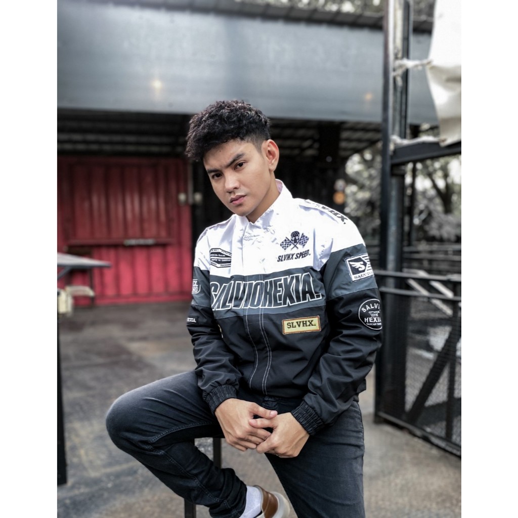 Salvio Hexia Nascar Jacket Racing Putih Hitam Jaket Nascar Skull Vintage