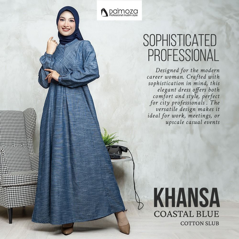 TERBARU GAMIS DAMOZA KHANSA COASTAL BLUE I MALAGA RED ORIGINAL I BEKASI