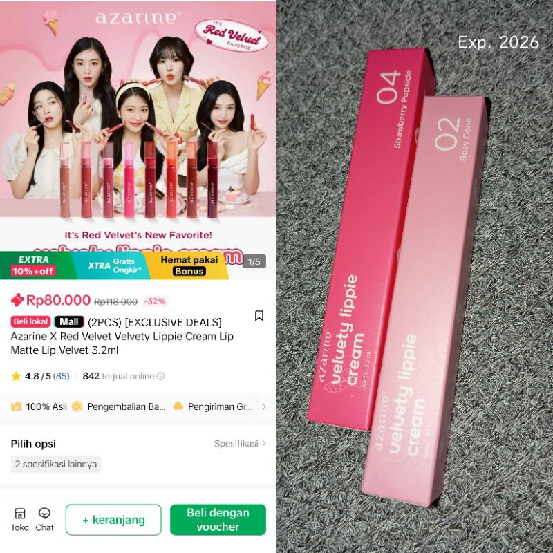 [SALE] AZARINE Paket Ombre Lips - Azarine Lip Velvety