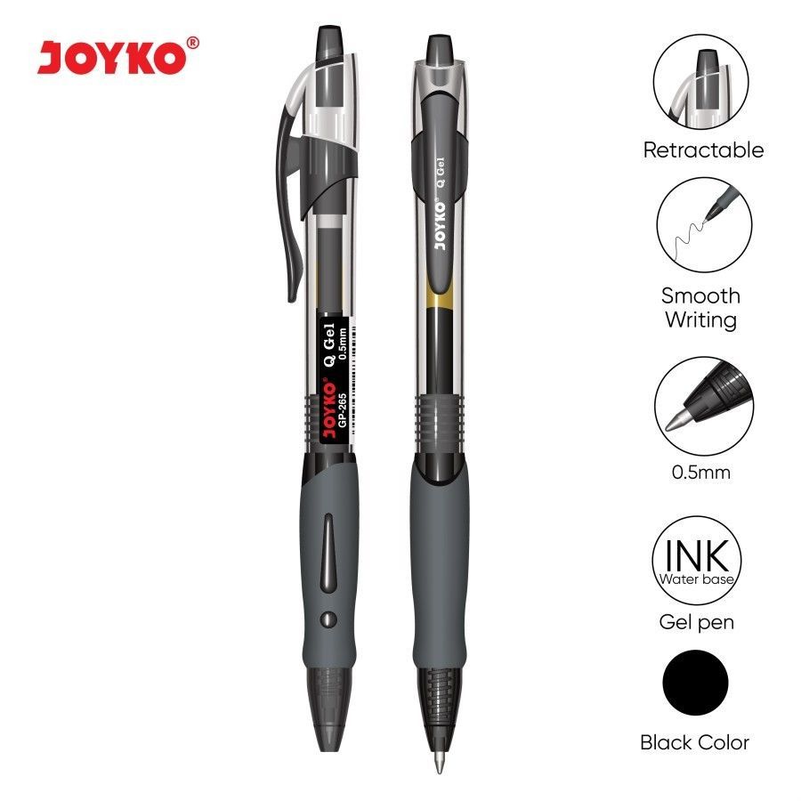 

Pulpen Gel Joyco GP-265 0.5mm Tinta Hitam Satuan