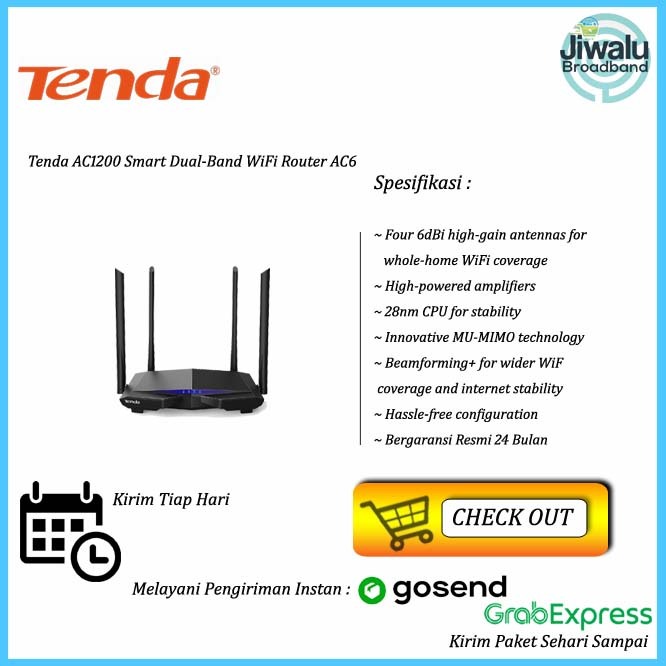 Tenda AC6 AC1200 Router Wireless