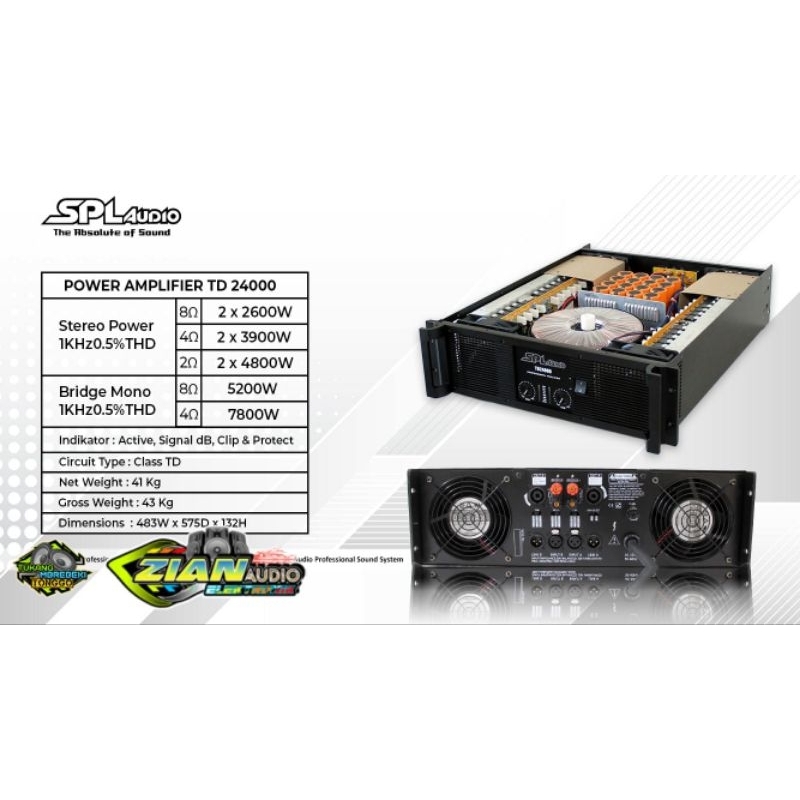 SPL Audio Power Amplifier TD24000class TD 2x2600watt Original(Bonus kaos)