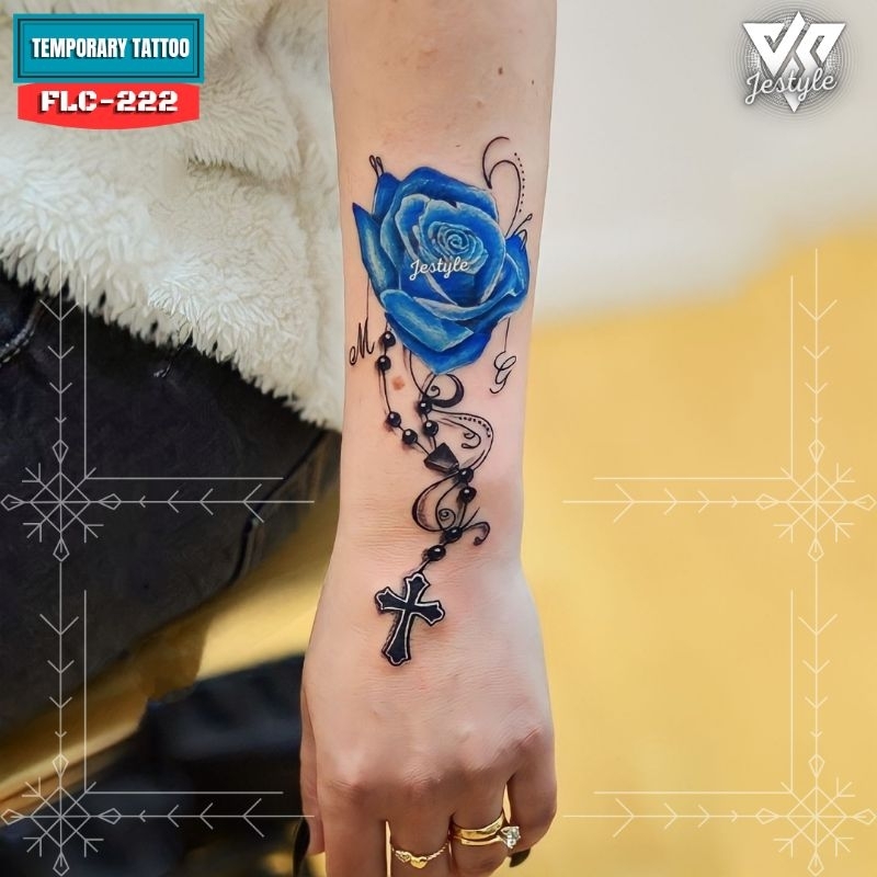 [FLC-222] Tato Temporer Temporary Tattoo Bunga salib