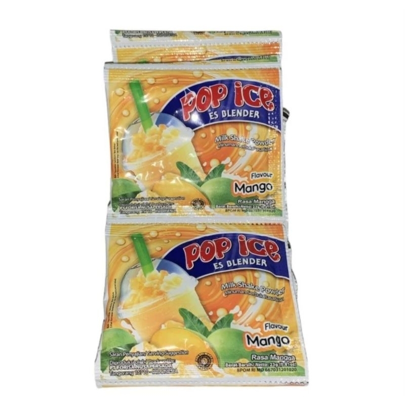 

minuman Serbuk Pop Ice Mangga kemasan 1 Renceng isi 10pcs