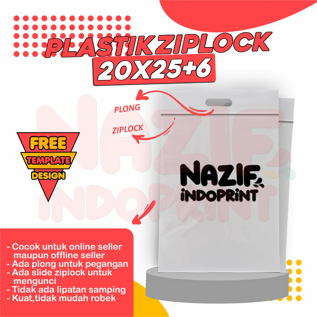 Plastik Klip Ziplock 20 X 25 + 6 Premium Tebal / Plastik Klip Pound Sablon Custom / Plastik Ziplock