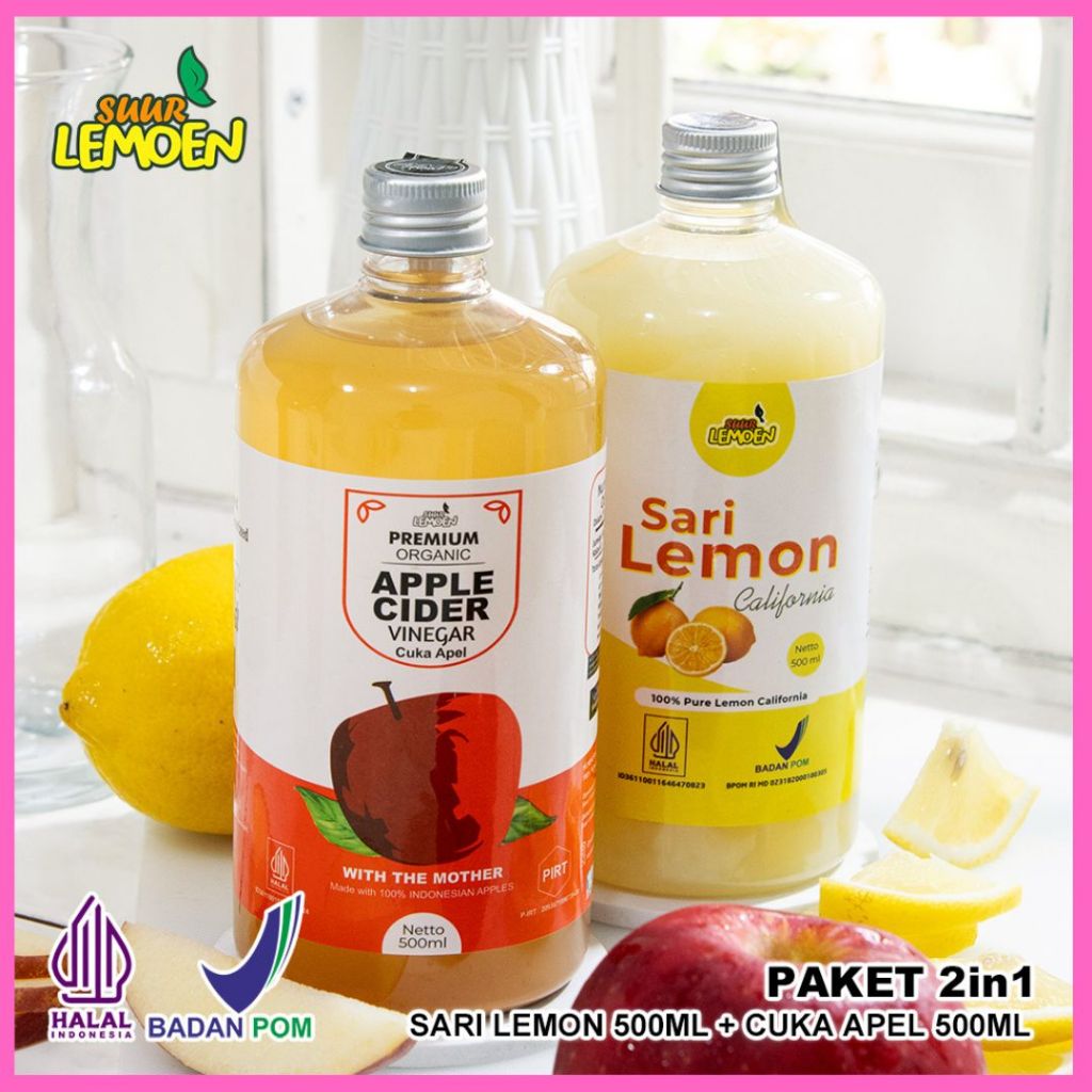 

Suur Lemoen Paket Cuka Apel & Sari Lemon 500 ML Bundling 2in1 Original Untuk Diet & Detox