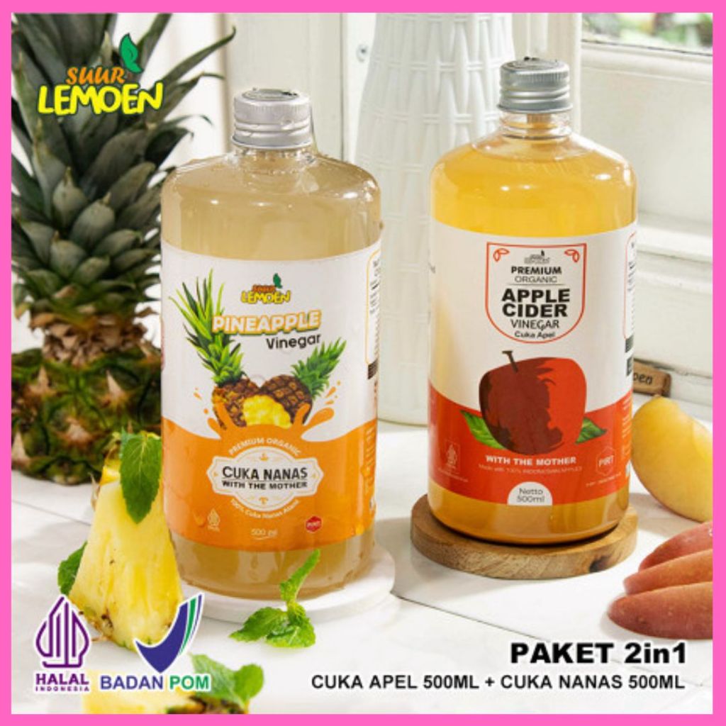 

Suur Lemoen Paket Hemat Cuka Nanas Cuka Apel 500ml Original