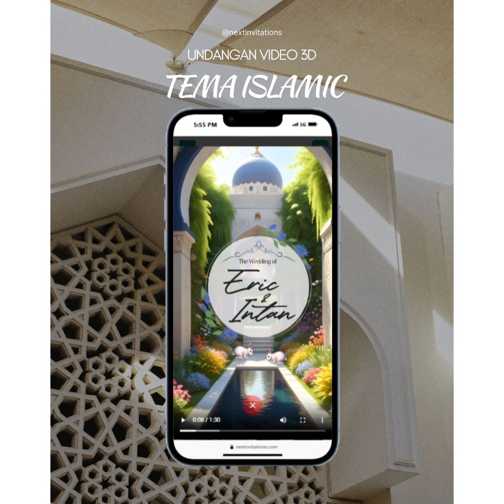Undangan Digital Video 3D Pernikahan Islami | Undangan Video 3D Platinum Tema Islamic