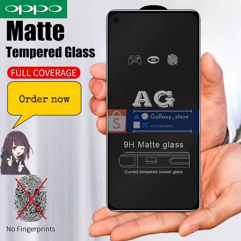 TG TEMPERED GLASS FULL LAYAR 9H AG MATTE OPPO A1K A12 A15 A15S A16 A3S A31 A33 A5S A53 A53S A54 A74 