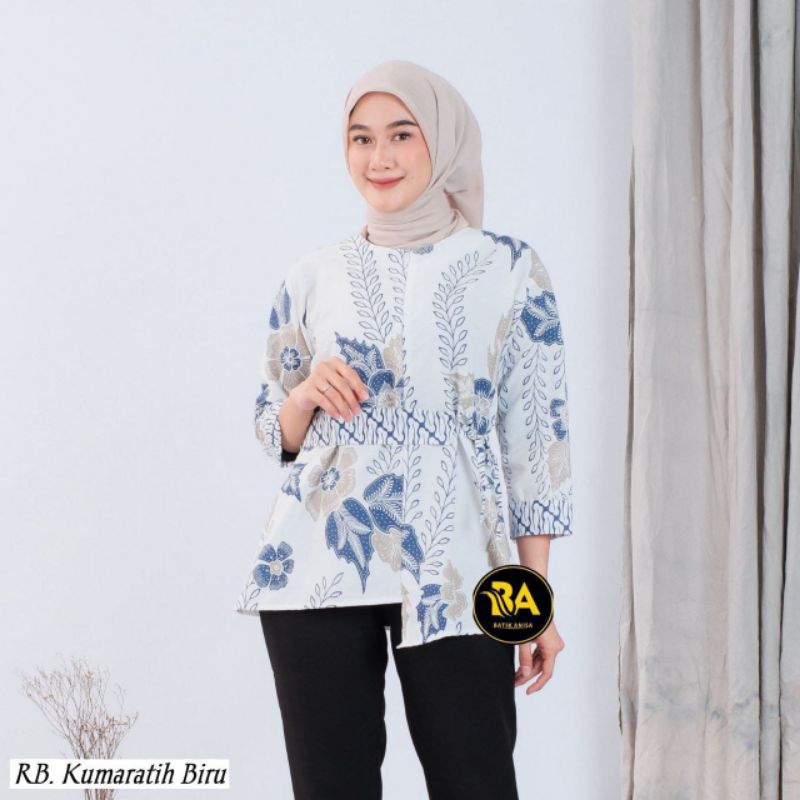 Blouse Batik Wanita Modern Lengan Panjang Katun