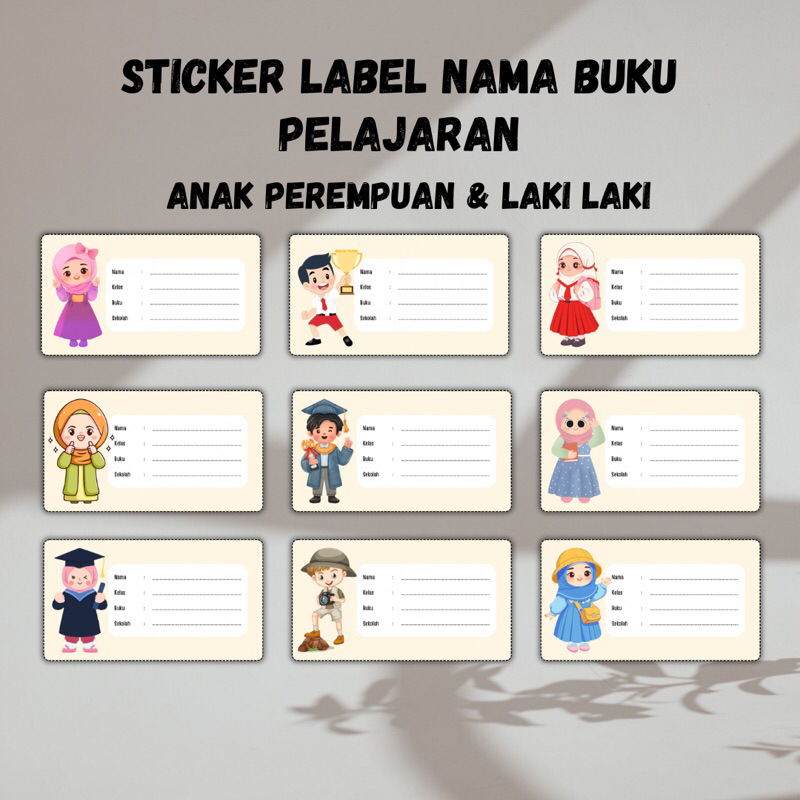 

Sticker Label Nama Buku Pelajaran Anak Perempuan & Laki-Laki
