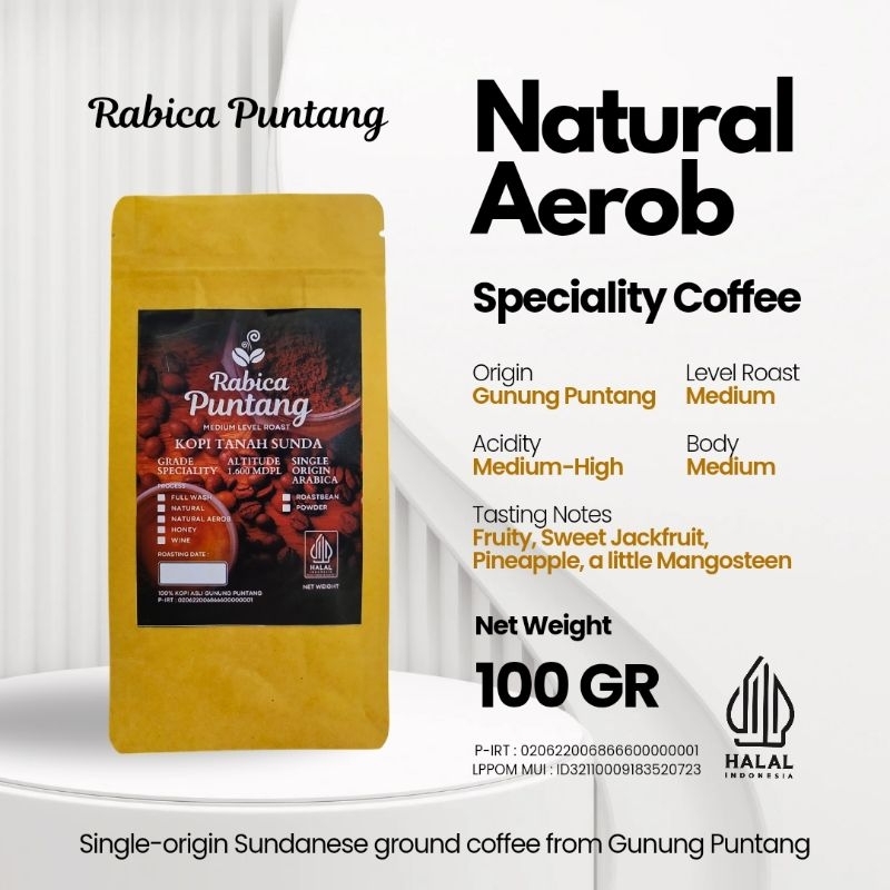 

Biji Kopi Bubuk Arabika Puntang Speciality Original Natural Aerob 100 Gram