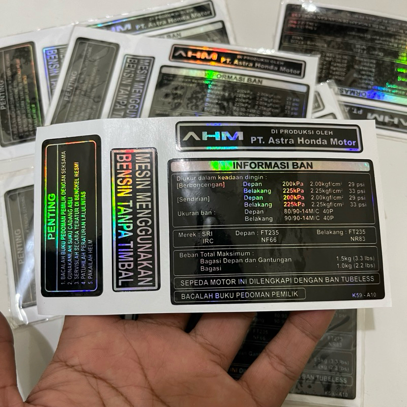 stiker AHM PT. Astra Honda Motor Informasi Ban