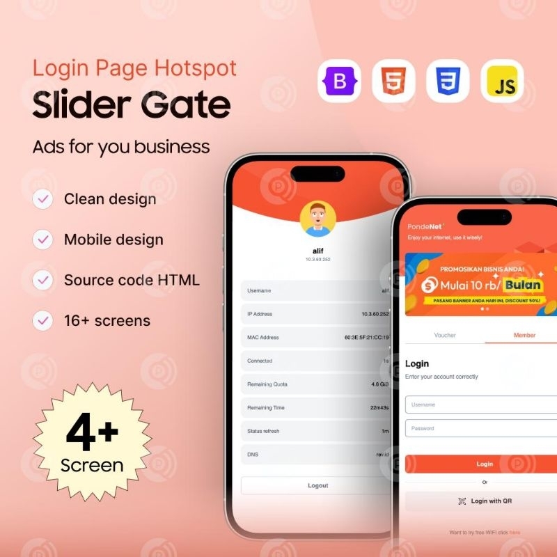 template login page hotspot slider gate