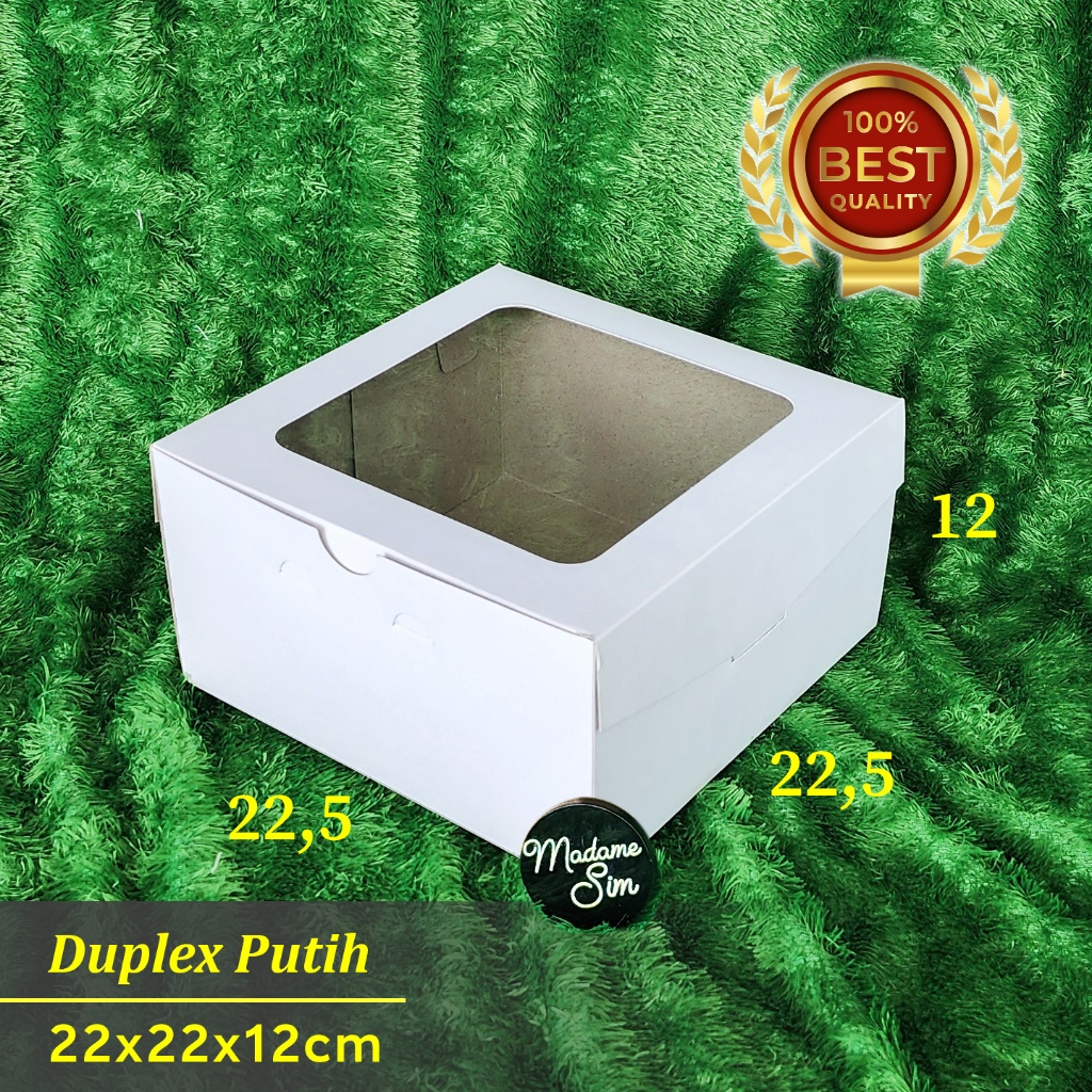 

KOTAK KUE - CAKE BOX 22x22x12 - DUPLEX PUTIH (ISI 10 PCS)
