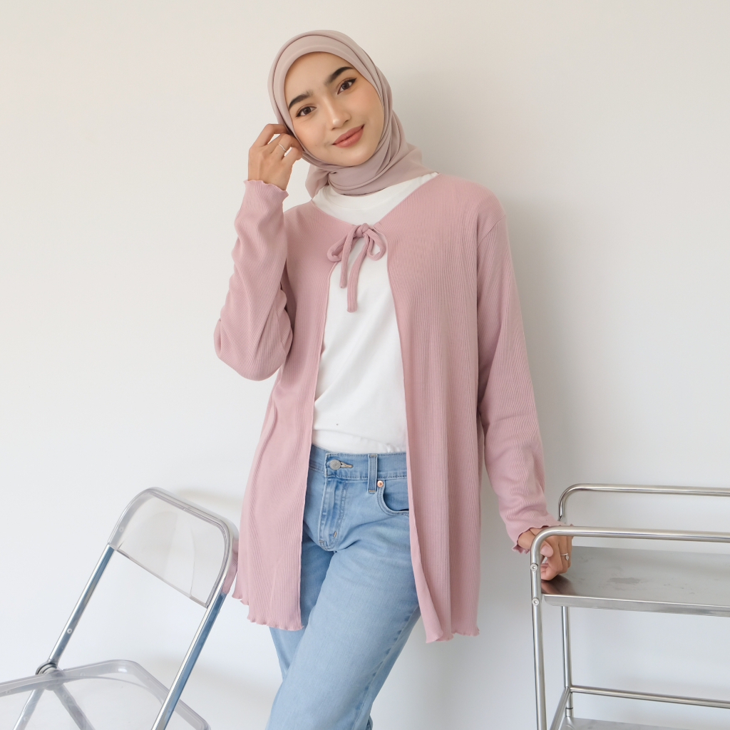 Cardigan Panjang Tali Depan Wanita | Cardigan Rib Knit Wanita | Outer Cardigan Panjang | Cardigan Pa