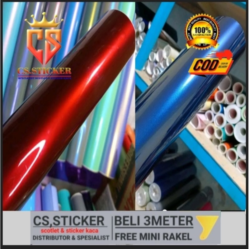 Stiker Skotlet Dark Red Candy Metalik Sticker MerahMaroon